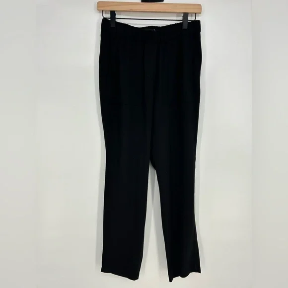 Theory Northsound Crepe Drapey Black High Rise Pull On Lightweight Pants Size 2 - Picture 1 of 7